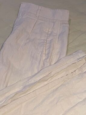 Everlane 100% Linen Zippered Cream Pants Women's Size 12